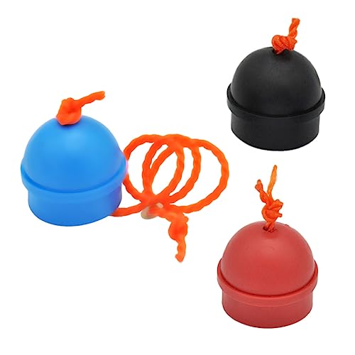 KOMBIUDA 3Pcs Billiards Accessories Chalk Holders Mix Color Rubber Snooker Pool with String Black Red Blue Convenient Retractable Design for Easy Use and Secure Fit