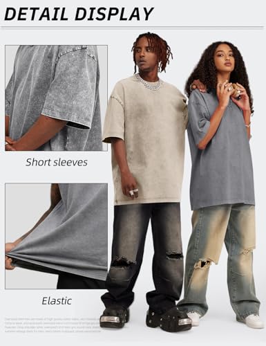 Image of Arssm Men Oversized T Shirts Vintage Tee Loose Fit Short Sleeve Casual Streetwear Baggy Washed Unisex Tops