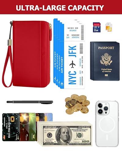 Image of Large Wallet for Women, Clutch Wallet with Passport Holder