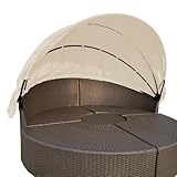 SWFEMWS Round Canopy Cover for 66''~75" Outdoor Daybeds, Water-Resistant & UV-Resistant, Easy Installation with Hook and Loop Straps, Fits Wicker Sunbeds, No Tools Needed (Off-White)