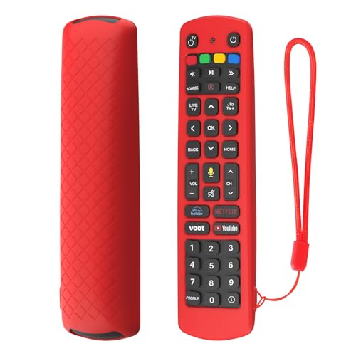 Image of RAYA Silicone Cover Compatible with Jio Tv Set Top Box Remote Protective Case with Lanyard [ Remote NOT Included ] (Red)