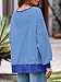 Fisoew Women's Oversized Sweatshirt Waffle Knit Striped Long Sleeve Crewneck Casual Loose Pullover Tunic Tops Blue