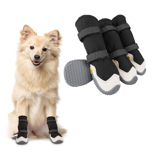 Hundeschuhe,4 Stück Hundeschuhe Pfotenschutz, Kurzer Stil wasserdichte Hundeschuhe Mit Rutschfester Gummisohle und reflektierenden Riemen, Atmungsaktiv Hundestiefel, Dog Shoes (Schwarz&Weiß, 3#) Hundeschuhe,4 Stück Hundeschuhe Pfotenschutz, Kurzer Stil wasserdichte Hundeschuhe Mit Rutschfester Gummisohle und reflektierenden Riemen, Atmungsaktiv Hundestiefel, Dog Shoes (Schwarz&Weiß, 3#)