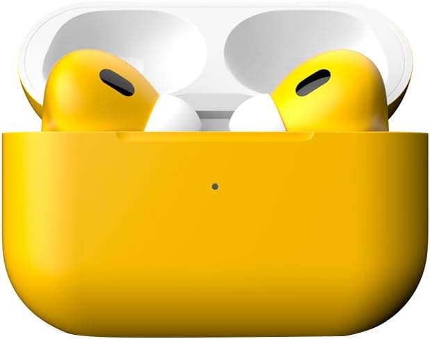 Merlin Craft Customized Apple AirPods Pro 3 Wireless Earbuds Matte Yellow Finish, Personalized Bluetooth Headphones (Yellow-Matte)
