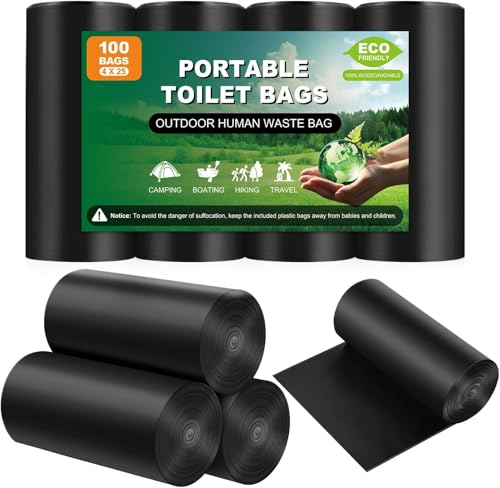 100 Portable Toilet Bags Thick Biodegradable Camping Toilet Bags for