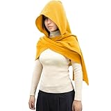 Women Men Fashion Shawl Scarf Cape | Multifunctional Hooded Cowl | Medieval Linen Cotton Cowl Hood |Vintage Goth Costume Accessory (Yellow)