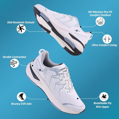 Image of SPARX Sports Running Shoes for Men - Lightweight Breathable Lace-Up Athletic Shoes with Cushioned Comfort, Shock Absorption, Durable Grip, Flexible Sole & Everyday Walking Performance