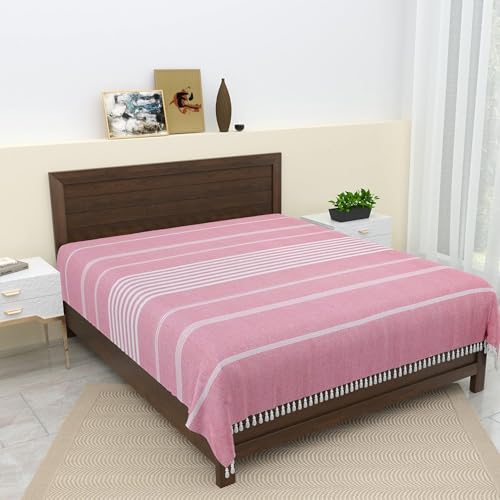 Image of 210 TC Cotton Bedsheet | Handmade Double Bedsheet | Handloom Bedsheets | Without Pillow Cover | Double Bedsheet for Summer (90X100 Inches, 7.5 x 8.3 Feet (Cavern Pink)