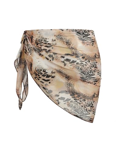 Image of ZAFUL Women's Sarong Coverups Beach Wrap Sheer Bikini Cover Up Mini Skirt | Wraps Swimwear, Cover Ups for Swimwear, Multi-Wear, Texture, Floral
