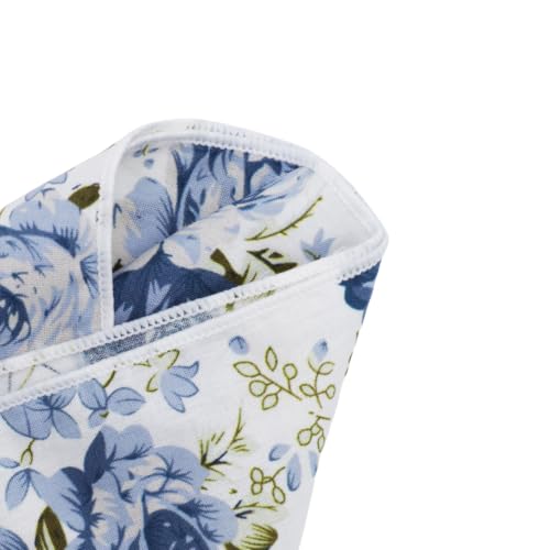 Image of Floral Pocket Squares for Men with Holder Printed Flower Mens Handkerchief Cotton Suit Pocket Hanky for Wedding