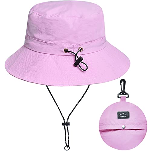 Malaxlx Purple Waterproof Bucket Hat for Women and Men - UV Protection Beach Sun Hat Fishing Safari Boonie Hat Rain Hat Adjustable Packable