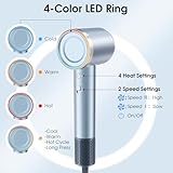 YASHE Ionic Hair Dryer, 110,000 RPM Brushless Motor, 1600W High-Speed Blow Dryer with 22m/s Airflow, Low Noise Fast Drying, 3 Magnetic Nozzles, 200 Million Negative Ions for Smooth Shiny Hair - Image 3