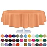 Grandipity Peach Plastic Table Cloth Disposable (6 Pk) 84in Round Tablecloth Premium Party Table Cloths Disposable - Perfect Table Cloth Round Cover for Any Table Up to 6 Feet