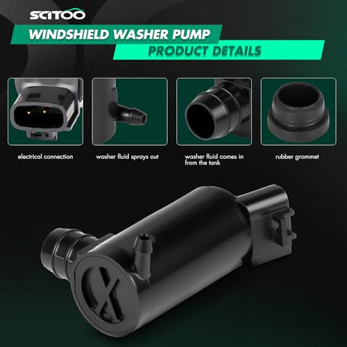 Image of SCITOO 85330-50030, 85310-20190, Windshield Washer Pump Motor fit for 2000-2005 For Toyota Echo;2002-2007 For Toyota Land Cruiser | Direct fit for 2003-2008 For Toyota For Corolla|Replaces OE 85330-50030|85310-20190|85310-20210|85330-12340|With Grommet