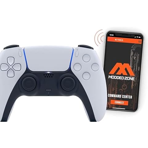 MODDEDZONE Custom Rapid Fire, Anti Recoil, Macros MODDED Wireless Controller for PS5 & PC - Unique Smart Mods for ps5 controller controlled by the APP. Best for FPS Games. (White) Cover