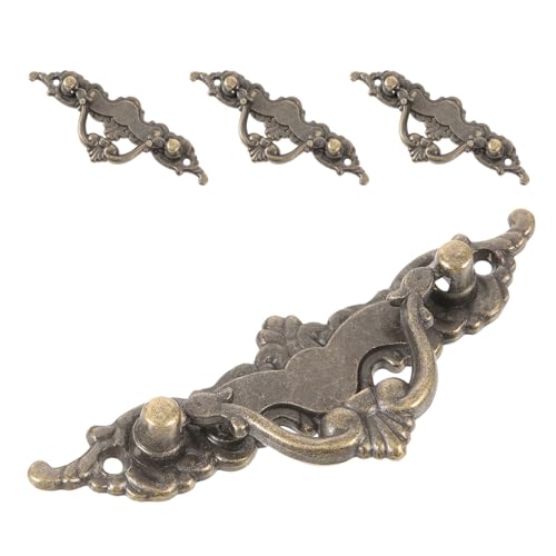 HOLIDYOYO 4 Tiradores de Mueble Vintage de Metal en Bronce Antiguo, Tiradores Decorativos para Armarios y Cajones, Herrajes para Puertas de Gabinetes Estilo Europeo, 6 Cm, 4 Piezas