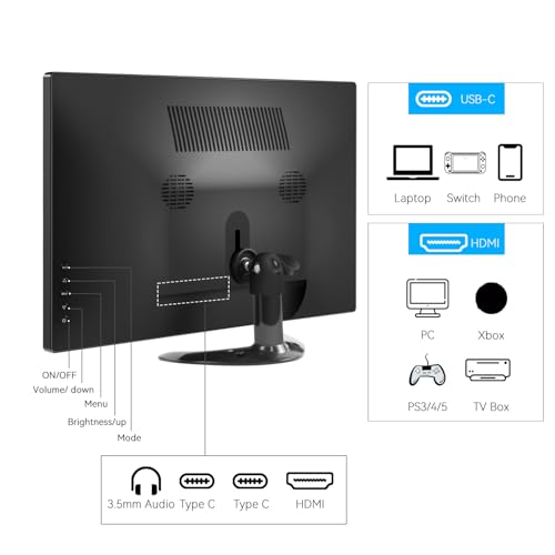 Image of 15.6inch Touch Screen Monitor, IPS Screen 1920x1080P 60Hz 99% sRGB Built-in Speaker,HDMI /USB-C Computer Monitor for Laptop Switch Xbox PS3 /4 /5 Raspberry Pi5