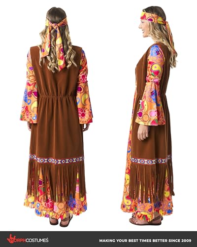 Morph Long Hippie Costume Women 70s Fancy Dress Hippy Outfit for Women Hippie Dress Party Costume, Medium - Image 4