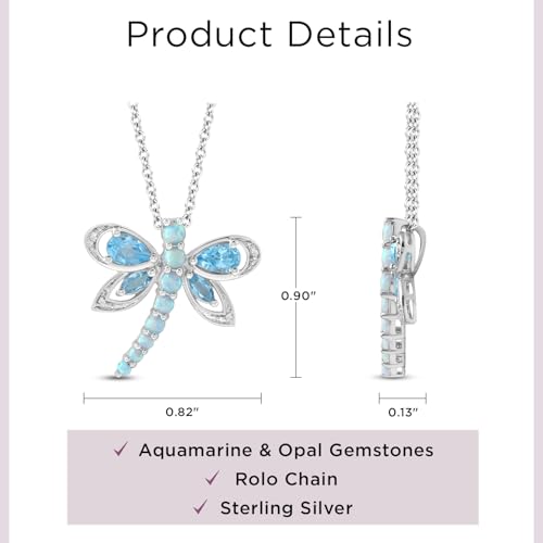 Jewelili Sterling Silver Pendant Necklace for Women | Multi Gemstone and Diamond | 18" Rolo Chain | Luxury Jewelry Gift for Her | Gift Box Included3