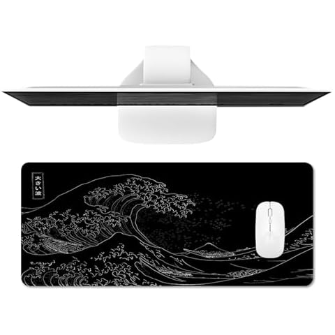 TIMSEKER Black Extended Mouse Pad, XL Mouse Pad, Large Mouse Pad for Desk,31.5 X 11.8 Inch Japanese Style Anime Mouse Pad, Stitched Edges Non Slip Desk Mat Mouse Pad Cover