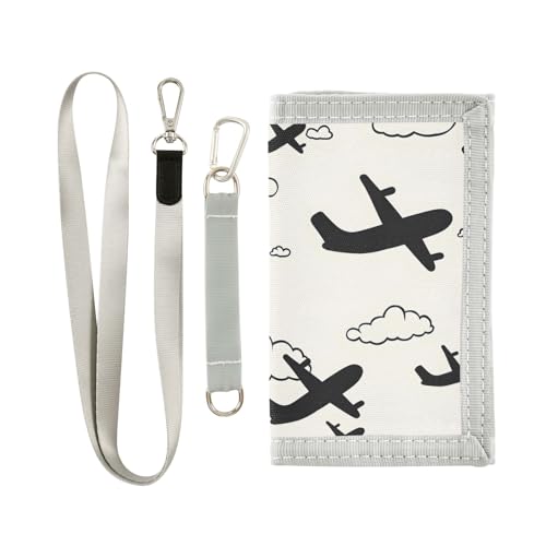 ALAZA Kids Wallets for Boys Girls Toddler Trifold Wallet Children Small Airplane Cloud with Zipper Coin Pocket