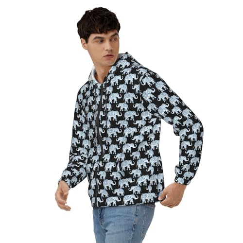 Sweat à capuche décontracté homme imprimé éléphant cadeau idéal - 5