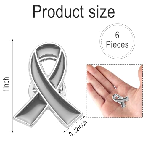 Image of 6Pcs Awareness Enamel Ribbon Lapel Pins Ribbon Brooch Pin for Charity Events Survivor Campaign Party Favors Supplies