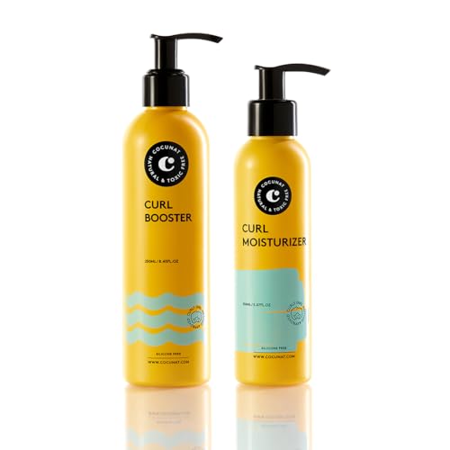 COCUNAT - Método curly - Rizos Perfectos en 2 pasos - Moisturizer Leave-in + Curl Booster - Hidrata, Nutre, Fortalece, Elimina el frizz y Desenreda - 250ml+150ml