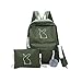 Produktbild PJY Rucksack für Damen, 3er-Set, Studenten, Schultasche, Rucksack, Freizeit, Schultertasche, Grün
