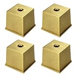 LC LICTOP Metal Furniture Leg Cover Table Foot Cover Cap Square Furniture Foot Cover for Floor Protector,Fix 1" Furniture Leg,Copper Brushed,Zinc Alloy 4pcs