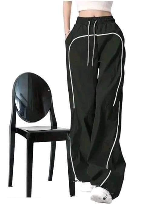 Image of Women Loose Fit Korean Style Gym Joggers Cotton Linen Self Design Casual Workout Track Pants