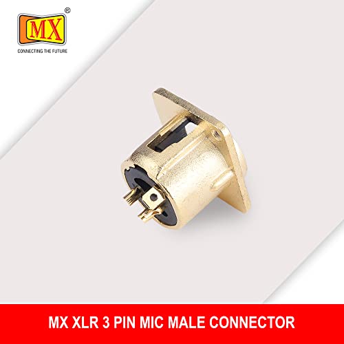 Image of MX 3 Pin XLR connector Microphone Connector pin Pure Copper Nickel Plated Pins1 for High Conductivity microphone cable connector PERENT (3 PIN PANEL MOUNTING, Pack of 2, Male Connector)