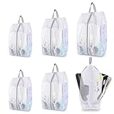 SelfTek Shoe Bags for Travel, 6 Pack 3 Size Double-Sided Zipper Shoe Bag for Men & Women & Children, Waterproof Portable Shoe Storage Pouch with Handle, Family Travel Accessories