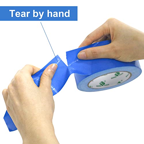BOMEI PACK 2 Packs Blue Duct Tape 230mic thickness Reinforced Cloth Gaffer Tape 48mm x 30Y Waterproof for Pipeline duct Repairing,Heavy duty Sealing,Bundling,Strapping,labeling - Image 6