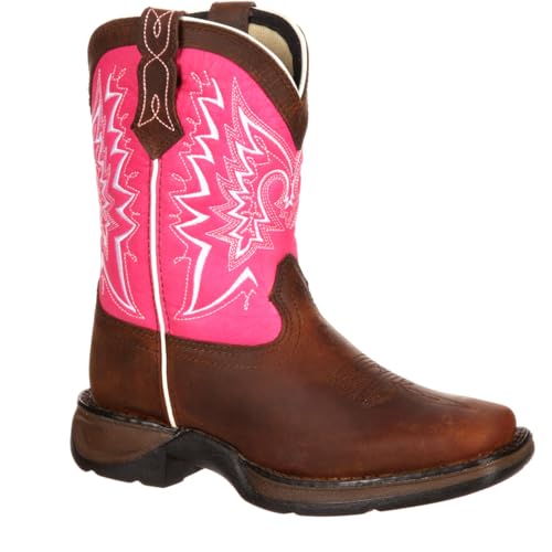 Durango unisex child Lil' Rebel Western Boot, Brown/Pink, 3 Little Kid US