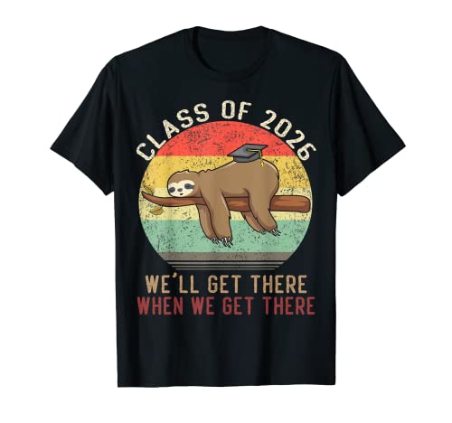 Funny Retro Senior Class Of 2026 Sloth Cap Graduation Gifts T-Shirt