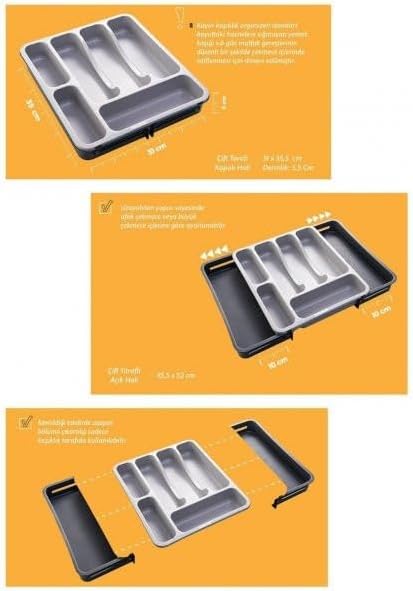 Deconox Kaşıklık Çekmece içi Ayarlanabilir Açılabilir Bıçak Kaşık Çatal Çekmece İçi Düzenleyici Kayar Kaşıklık - Görsel 5