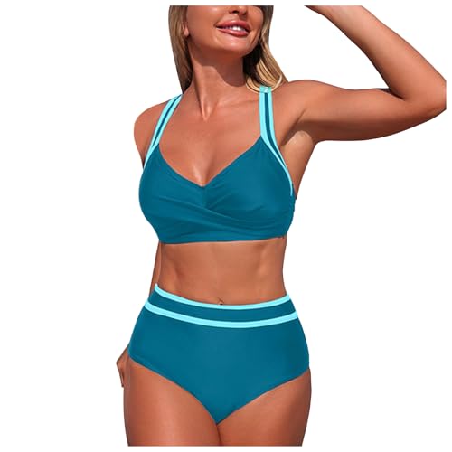 Genérico Bikini Brasileño Mujer Cintura Traje De Baño Sexy Bañadore Conjuntos Sexy Elegante Conjuntos De Bikini Control Vientre Cintura Alta Moda Piscina En La Playa(Dark Blue, S)