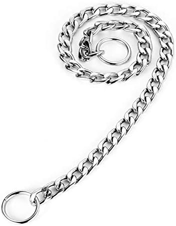 HAPPY HACHI Choke Chain for Dogs 65cm, Strong Slip Chain Collars Anti Chew for Medium Large Pet Dog, Silver Metal Necklace for Puppy Training Walking, L