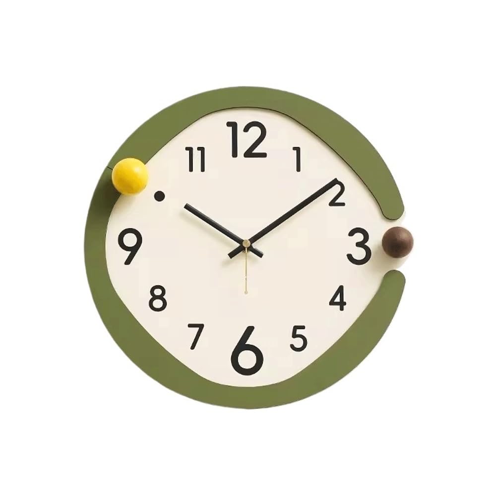 J9V4G6S3B5 Analogue Wall Clock Non Perforated Clock Wall Mounted for Living Rooms, Study, and Bedrooms for Room Decoration(Green)