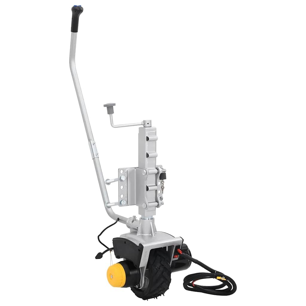 Ruota di sostegno per rimorchio 12 V 550 W in alluminio con ruota in gomma antiscivolo, morsetto regolabile in altezza, carico di trazione 2722 kg, ideale per auto, ribaltabile, carico