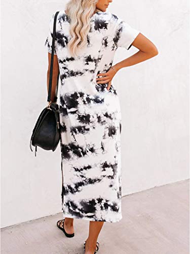 Tie Dye Split Dresses For Juniors Long Short Sleeve Summer Beach X-Large #TOP5