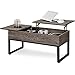 Yaheetech Couchtisch mit höhenverstellbarer Platte Lift Top Kaffeetisch Wohnzimmertisch getrennt versteckter Stauraum Sofatisch Stabiler Metallgestell Taupe Wood