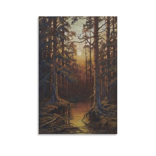Forest Sunset by Ivan Shishkin Painting Art Prints Poster Picture Print Wall Art Painting Canvas Artworks Room Aesthetic 08x12inch(20x30cm)