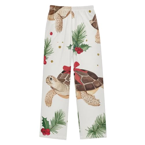 Turtle Pine Branches Boys Long Pants Soft Trousers Elastic Waist Kids Lounge Bottoms with Pockets S-XL