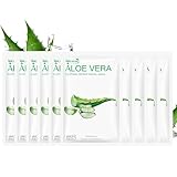 Aloe Vera Maske - 10 Stück Feuchtigkeitsspendende Aloe Vera Tuchmasken Gesicht, Beruhigende Hautpflege Gesichtsmaske, Aloe Sheet Mask für trockene fettige und empfindliche Haut