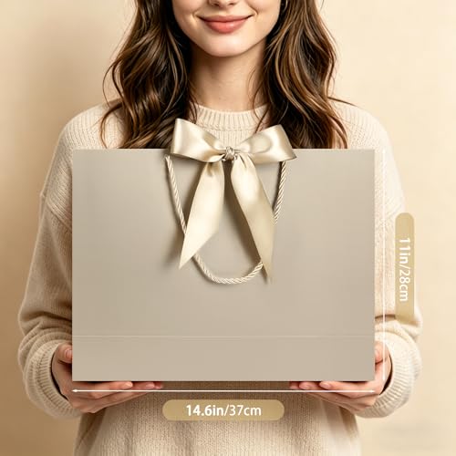 Image of JMANNI Gift Bags with Handles, 14.6 inch Large Gift Bags with Tissue Paper | 2 Pcs Golden & Silver Bags, 4 Tissue Paper and 2 Cards, for Baby Shower, Wedding Bridal Shower, Birthday Party