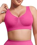 Lover-Beauty Wireless Bra for Women Comfort Soft No Underwire Full Coverage T-Shirt Bra Pink L