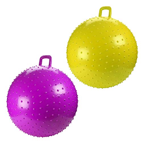 Kicko Bouncy Knobby Ball with Handles 36 Inches - 2 Pack - for Teens and Adults - Assorted Colors, Colors May Vary, Sold Deflated