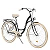 Milord. 26 inch 3 versnellingen, zwart en crème, comfortabele fiets met rugdrager, Hollandse fiets, damesfiets…
